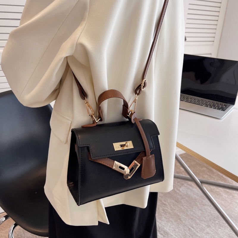 Túi đeo chéo IELGY hình vuông nhỏ phối màu có khóa cài thời trang cho nữ