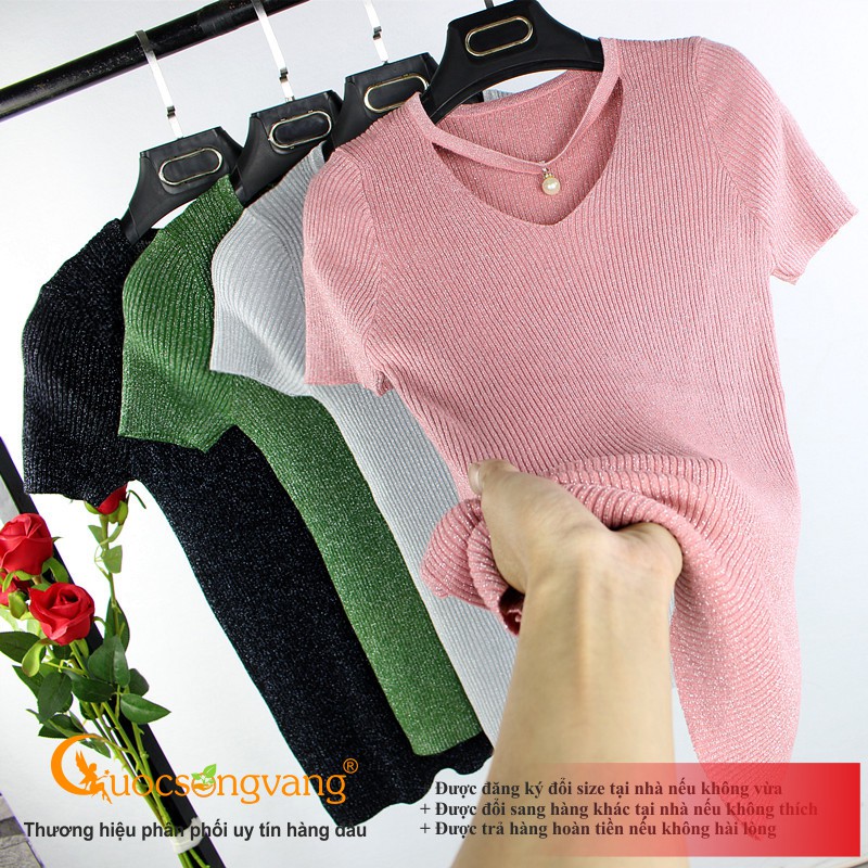 Áo kiểu nữ đẹp áo len dệt kim cộc tay GLA272 Cuocsongvang | BigBuy360 - bigbuy360.vn