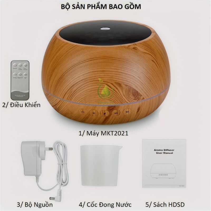 Máy Xông Tinh Dầu MKT2021 Phun Sương Bát Tiên 1000ml, Tích Hợp Loa Bluetooth, Có điều khiển, Đèn LED 7 màu