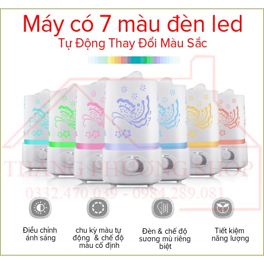 [BH 12 Tháng] Máy Tạo Ẩm, Máy Khếch Tán Tinh Dầu AROMA Hình Hồ Điệp - Có Thể Dùng Làm Đèn Ngủ ( Tặng Chai Tinh Dầu 10ml)