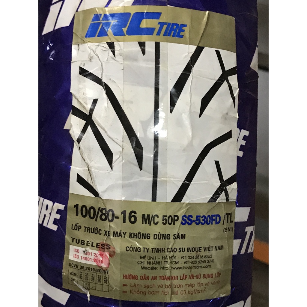 Vỏ Irc 100-120/80/16 Bánh Trước/Sau SH 125/150 - Không Ruột