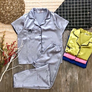 BỘ NGỦ PIjama Lụa TAY CỘC QUẦN DÀI