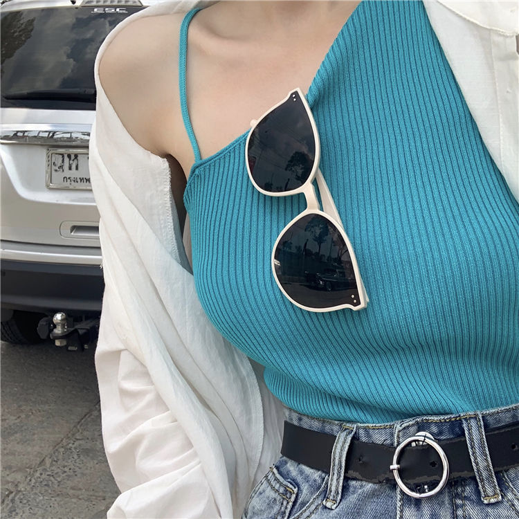 Áo hai dây không tay dệt kim thời trang mùa hè dành cho bạn nữ