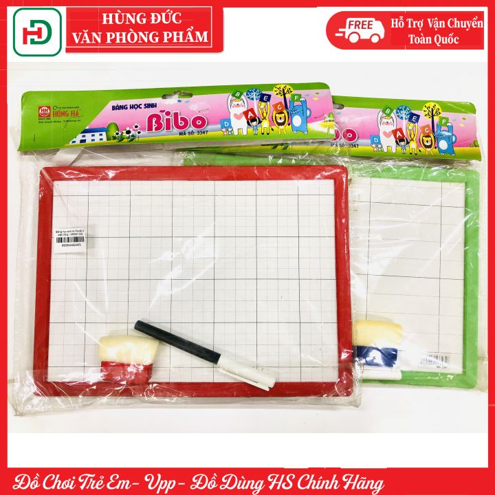 Bảng Nhựa Học Sinh Bibo 4 ly 2 Mặt Trắng Hồng Hà Dễ Viết Dễ Xóa