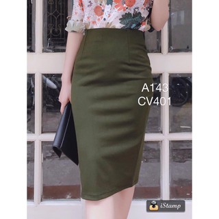 CHÂN VÁY ÚT CHÌ CHẤT UNI HÀNG XUẤT MÀU XANH RÊU.