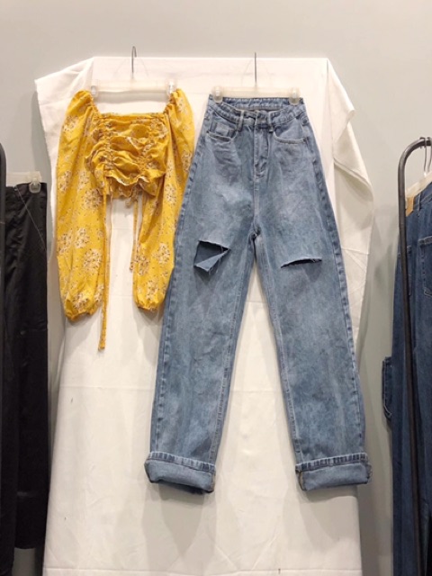 [Mã 44FASHIONSALE492 giảm 10K đơn 50K] QUẦN JEANS DÁNG SIÊU DÀI RÁCH DÁNG XUÔNG- [hình thật | BigBuy360 - bigbuy360.vn