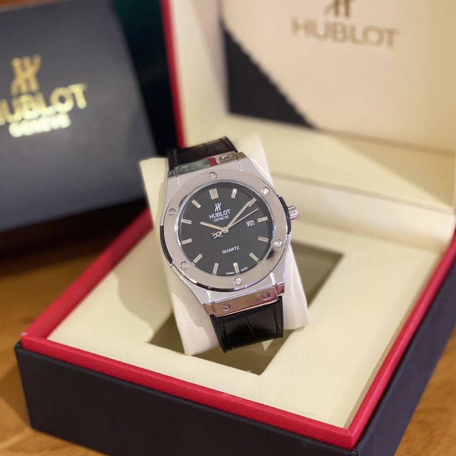 Đồng hồ hublot nam bản cao cấp đẹp ko tì vết dây da mềm thơm, khung thép không gỉ mặt kính mineral chống xước chống nước