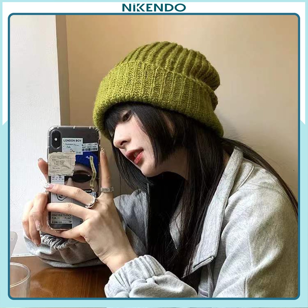 Mũ Len Nữ Mũ Beanie Trơn Nón Len Nữ Hàn Quốc Mùa Đông ML3