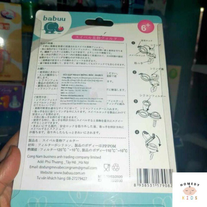 Túi nhai chống hóc cao cấp Babuu cho bé tập nhai (tặng kèm 2 túi nhai và dây giữ)