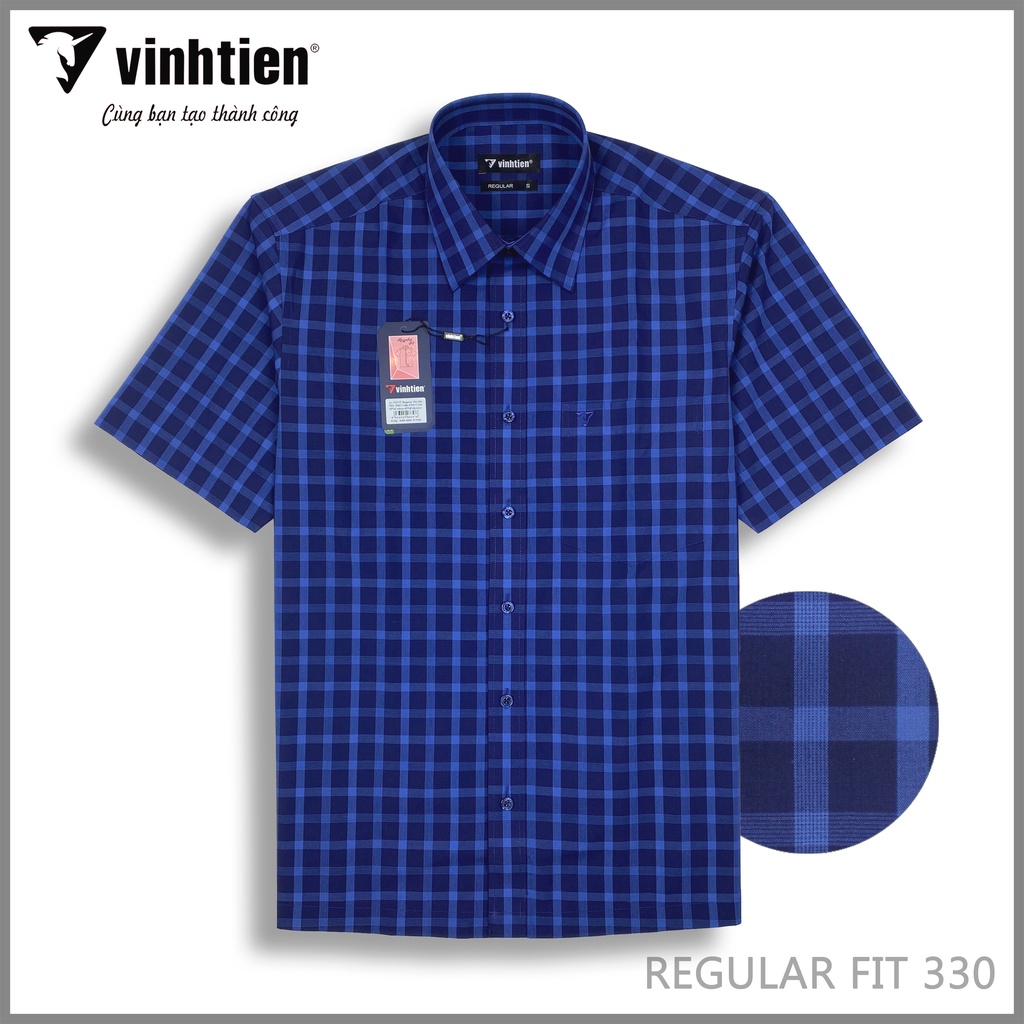 Áo Sơ Mi Nam Tay Ngắn Vĩnh Tiến Form Regular Vạt Ngang 330 - Mẫu 3