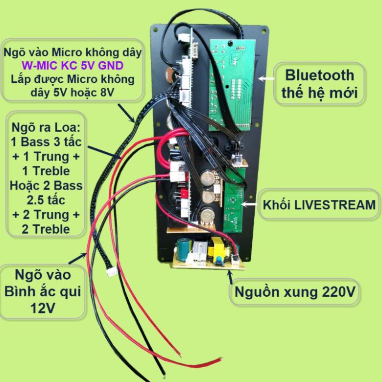 Mạch loa kéo CS8673E 130W, thu âm LIVESTREAM, DSP lập trình chống hú có chỉnh Bass Treble Micro, nguồn xung 220V