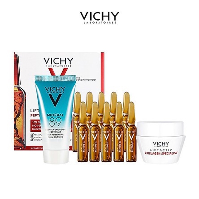 Bộ dưỡng chất giúp ngăn ngừa vết nhăn và trẻ hóa làn da VICHY Liftactiv Ampoule Peptide-C