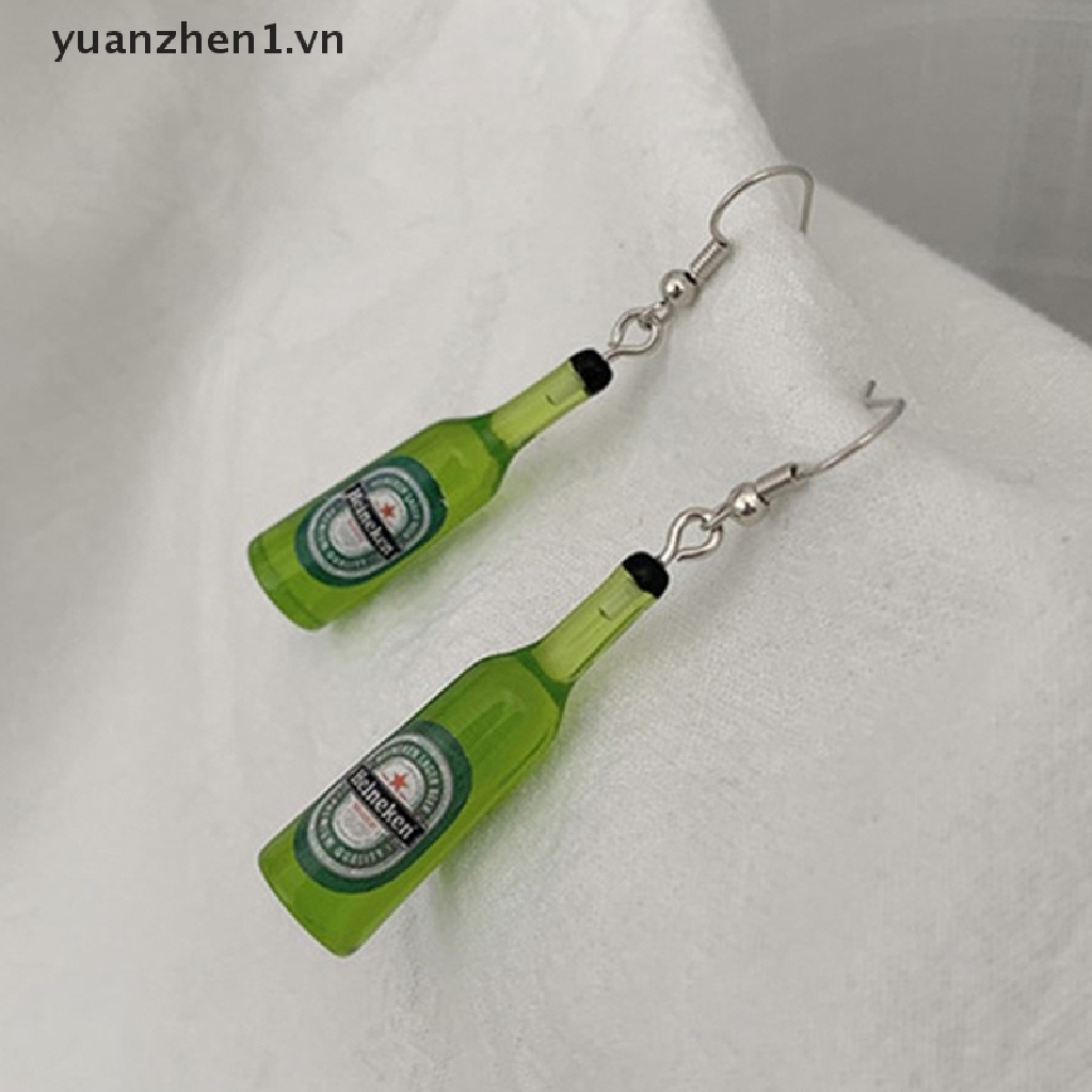 Khuyên tai hình chai bia bằng nhựa resin thời trang cho nữ