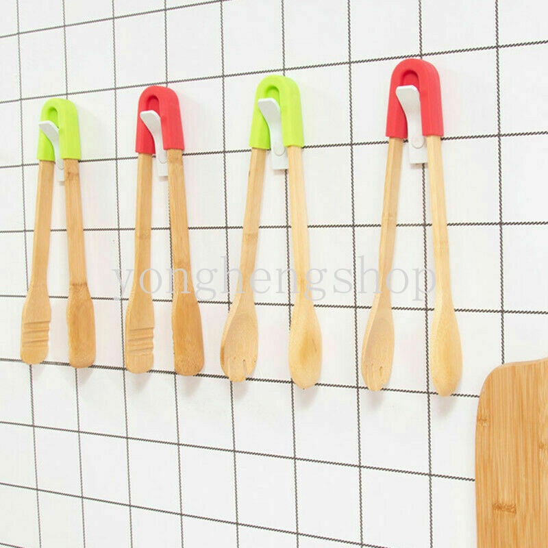 Kẹp Gỗ Tre Gắp Thức Ăn Có Tay Cầm Silicone Tiện Lợi