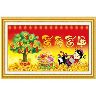 TRANH ĐÍNH ĐÁ TẤN TÀI TẤN LỘC TRANH KT:90X49CM(CHƯA ĐÍNH)