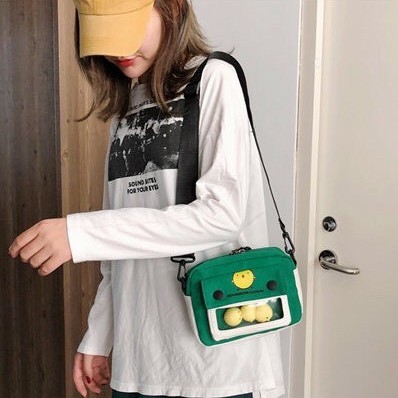 💥HOT TREND💥 Túi đeo chéo tặng kèm con vịt CUTE vải canvas bền, giữ form túi