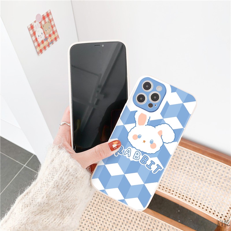 Ốp Iphone caro thỏ Rabit ốp lưng iphone vuông cạnh 6 6plus 7 plus 8 x xr xsmax 11 promax 12 pro max 13promax