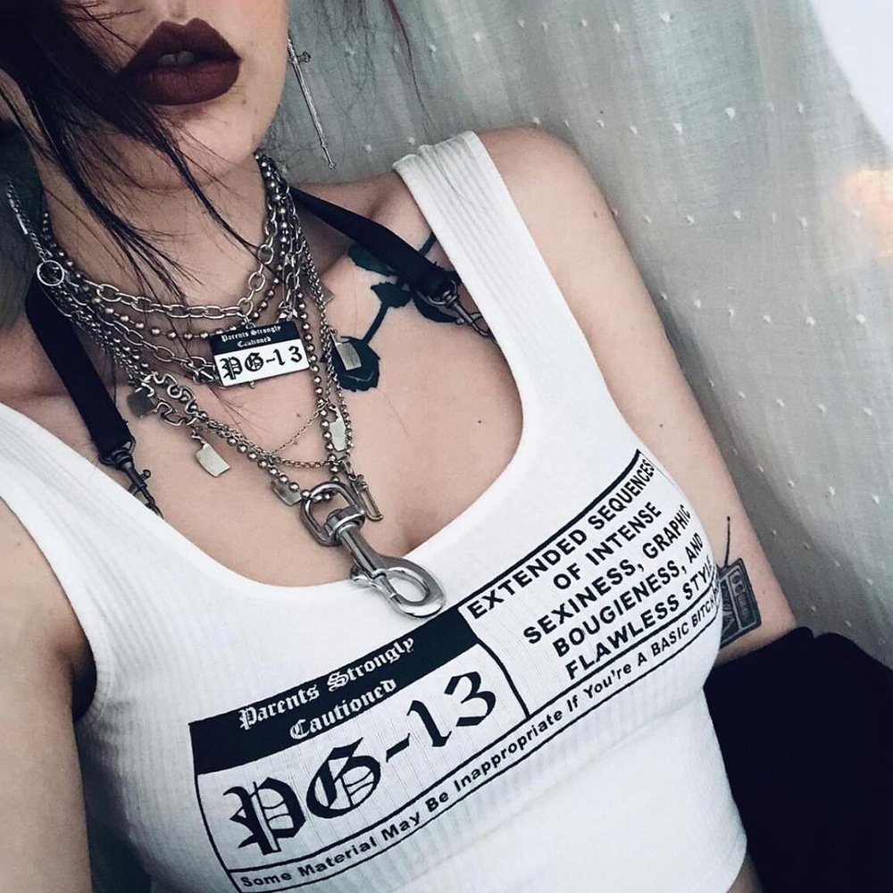 Ins Hot Women Strap Letter Print Scoop Neck Camisole Sleeveless Daily Tank Top | BigBuy360 - bigbuy360.vn