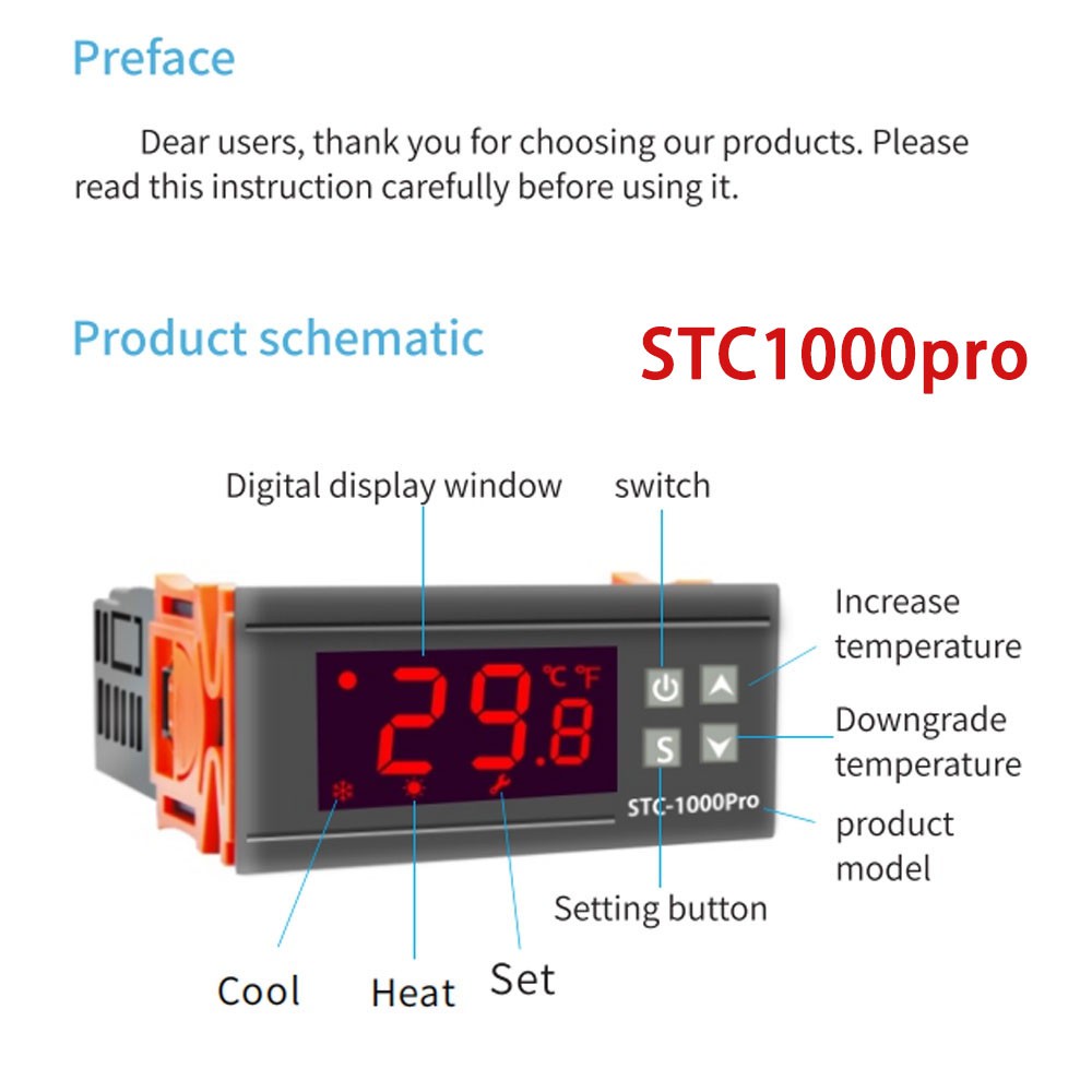 Bộ cảm biến nhiệt độ bể cá pcbfun STC1000 AC 110-220V STC-1000 STC1000PRO -50~+99 C