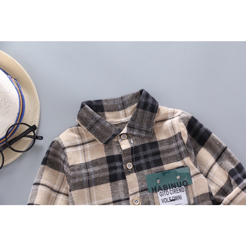 Áo sơ mi dài tay thiết kế mới họa tiết ca rô thời trang dành cho bé trai từ 0-4 tuổi