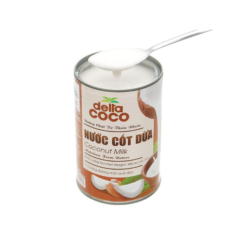 Nước cốt dừa Delta Coco lon 400ml carb, calo thấp