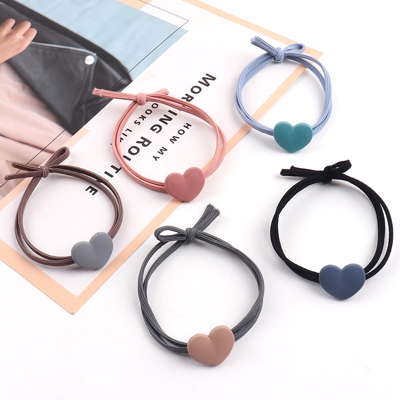 Dây Buộc Tóc Cao Su Co Giãn Hình Nơ Trái Tim Phong Cách Hàn Quốc Cho Nữ