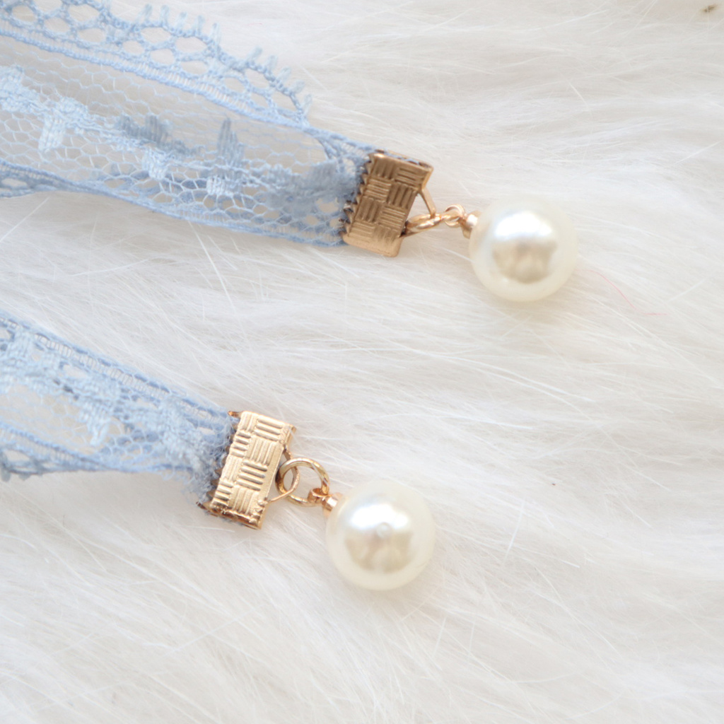 Vòng Cổ Choker Ren Đính Ngọc Trai Nhân Tạo Thời Trang