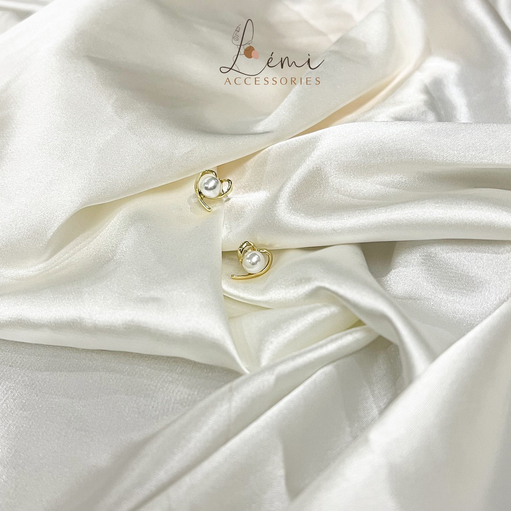 Bông tai hình trái tim đính ngọc bạc s925 không gây dị ứng da thời trang Hàn Quốc Lémi accessories