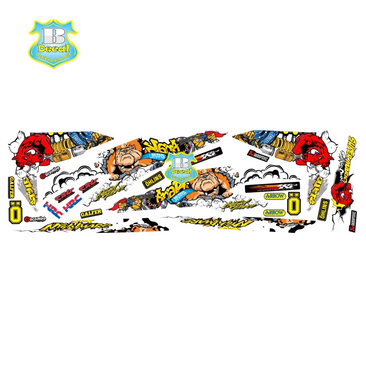 ( Quí khách vui lòng mang ra tiệm cho thợ dán ) Tem vario 150 heo chó racing trắng