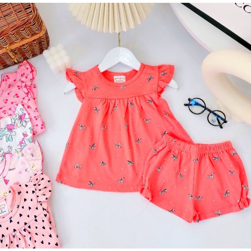 Bộ Bé Gái Cộc Tay Cotton bozip xuất dư Gymboree chất đẹp