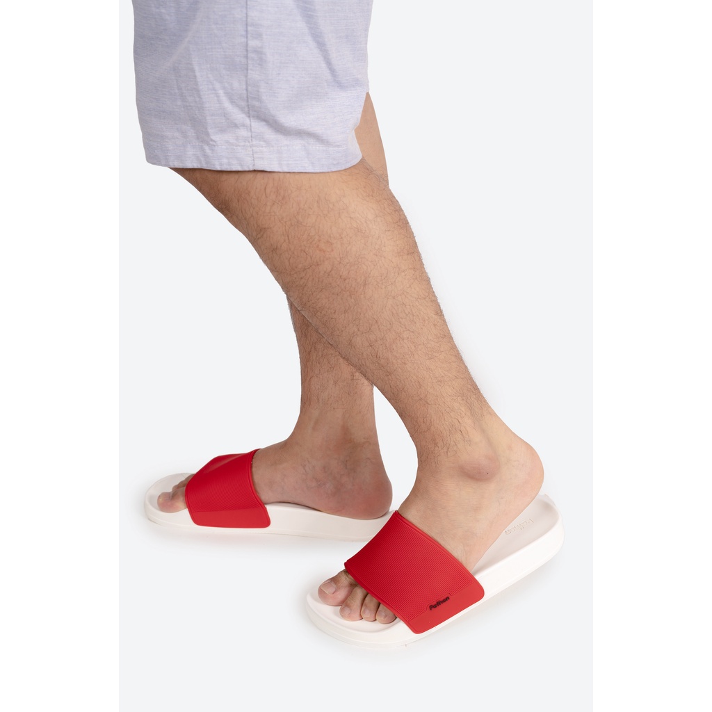 Dép nam nữ quai ngang slipper Pathon quai PVC đế PU trắng quai đỏ Mẫu SD30