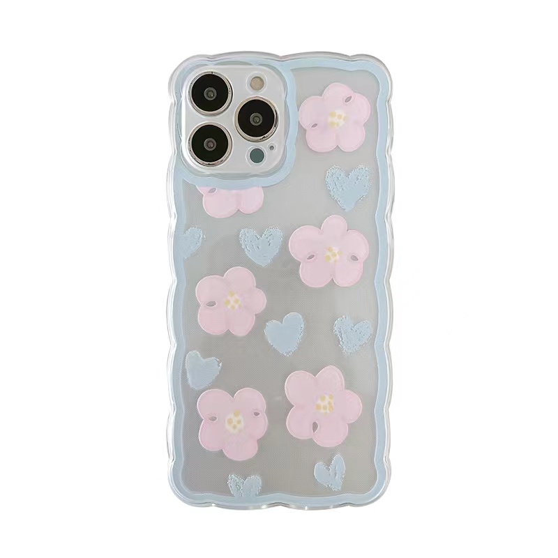 Ốp Điện Thoại Tpu Họa Tiết Hoa Viền Gợn Sóng Cho iPhone 13 13pro 13prm iPhone 11 7Plus 8Plus Xr XS 13 12 Pro Max