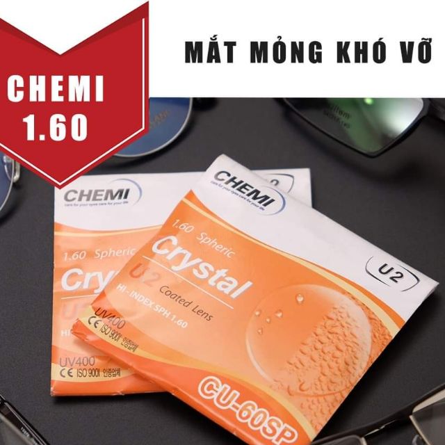 Tròng kính CHEMI Crystal U2 Coated chiết xuất 1.60