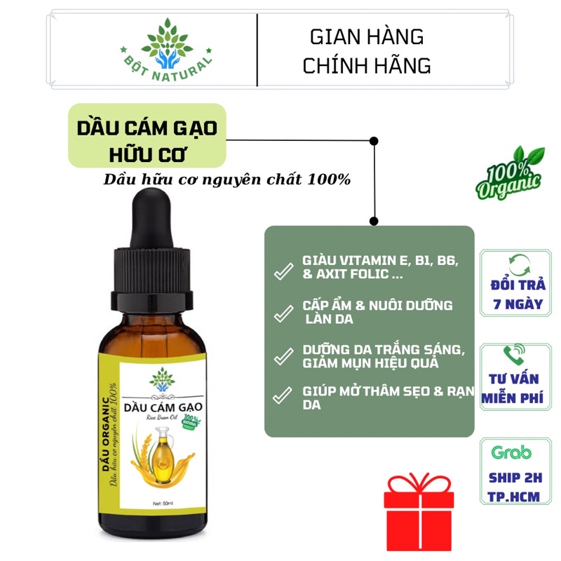 Dầu cám gạo nguyên chất 100% - Rice Bran Oil Organic 10ml-50ml | Bột Natural