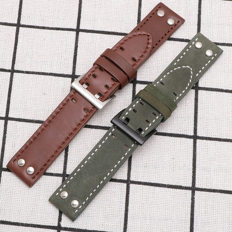 Dây Đeo Da Thật Phong Cách Retro Cho Đồng Hồ Hamilton H70595593 H70655733 Dây Đeo Đồng Hồ 20mm 22mm Chất Lượng