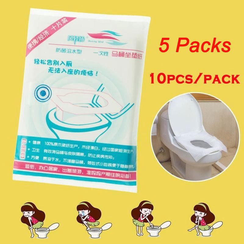 Set 10 Vỏ Bọc Ghế Ngồi Toilet Dày Dặn Dùng Một Lần Tiện Dụng