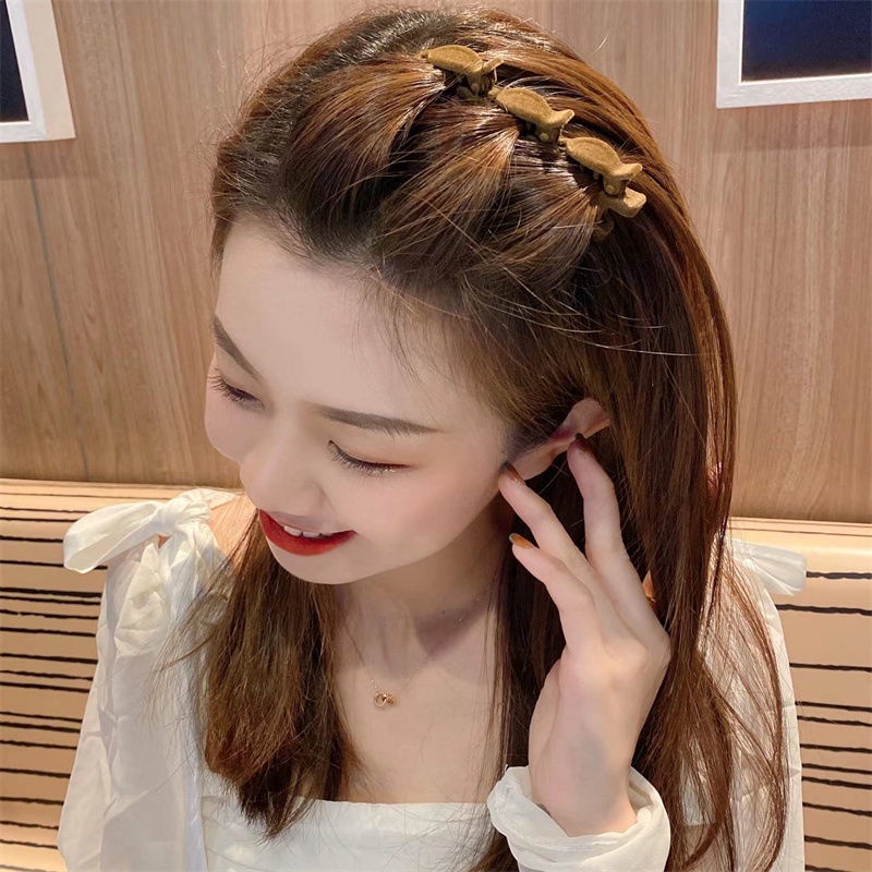 Kẹp tóc bện màu trơn đơn giản thời trang năm mới cho bé gái