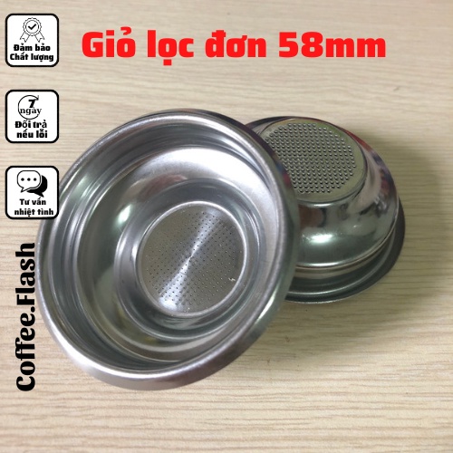 Giỏ Lọc Đơn 58mm - Filter Basket - Chén lọc đơn 58mm cho tay pha máy cà phê