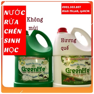 Nước rửa chén sinh học Greenlife 4 lít, HƯƠNG QUẾ VÀ KHÔNG MÙI