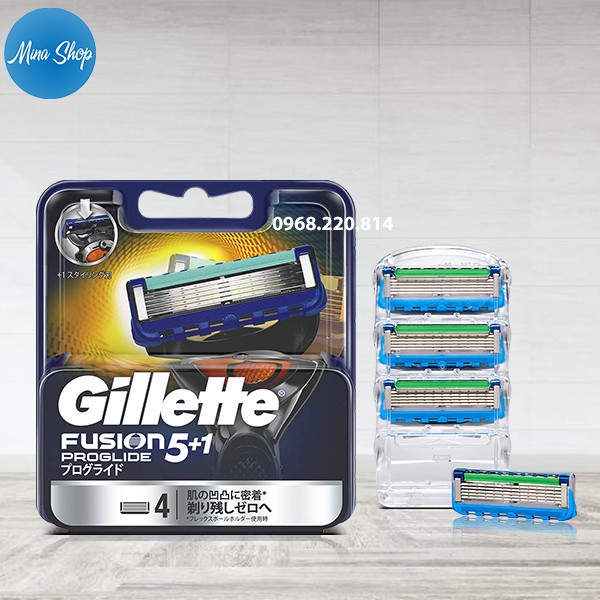 Bộ dao, lưỡi dao cạo dâu Gillette Fusion 5+1 Proglide (Hàng nội địa Nhật)