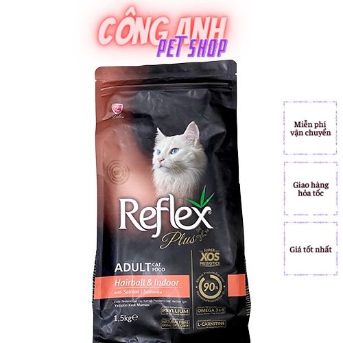 REFLEX PLUS ADULT CAT FOOD HAIRBALL SALMON - THỨC ĂN CHO MÈO TRƯỞNG THÀNH 1.5KG HỖ TRỢ BÚI LÔNG