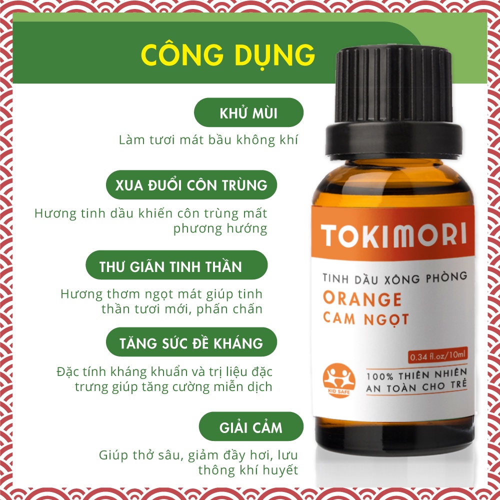 Combo 3 Chai (10ml) Tinh Dầu Sả Chanh - Cam Ngọt - Bạc Hà TOKI MORI Xuất Khẩu Nhật Bản Nguyên Chất Thiên Nhiên