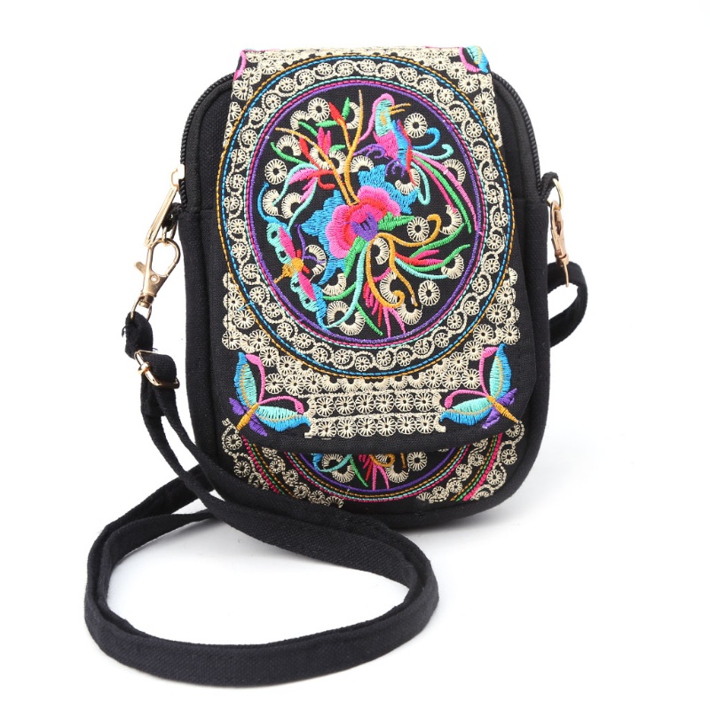 Túi Đeo Chéo Mini Thêu Họa Tiết Xinh Xắn Thời Trang Cho Nữ Ví