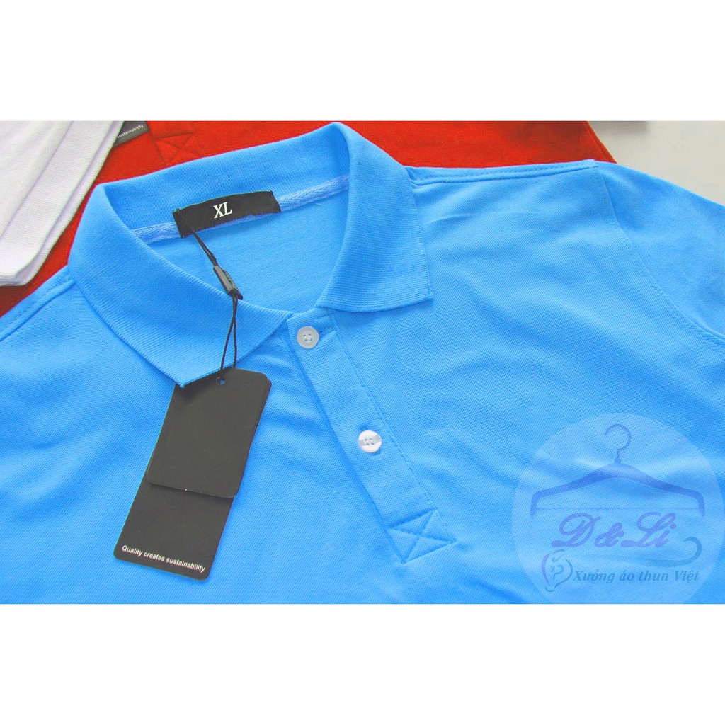 Áo thun NỮ POLO có cổ màu 100% cotton XANH THIÊN THANH size 42kg đến 65kg thấm hút mồ hôi giá tại xưởng | BigBuy360 - bigbuy360.vn