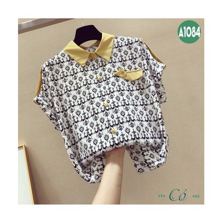 Áo sơ mi họa tiết tay pas - A1084