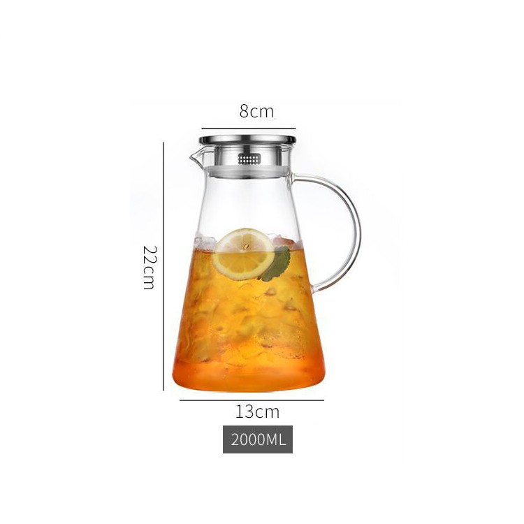 Bình trà thủy tinh nắp inox 1800ml