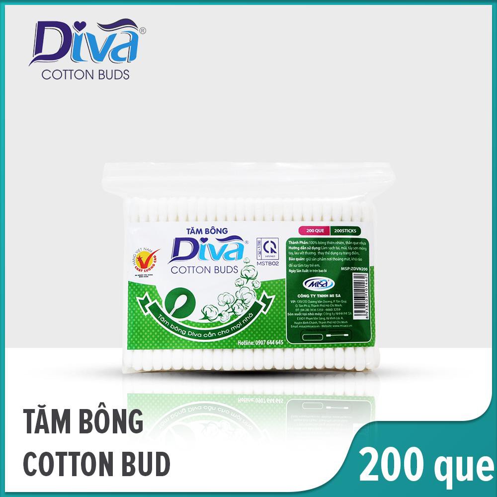Tăm bông kháng khuẩn DIVA gói 200 cây