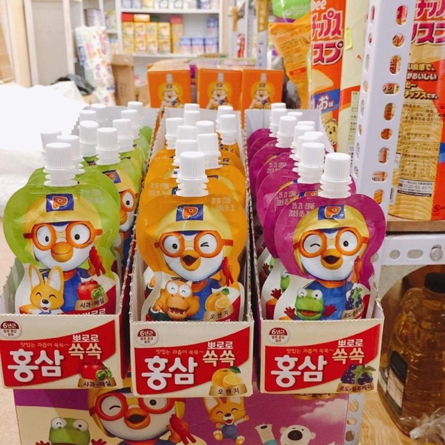 nước hồng sâm + thạch Pororo Hàn Quốc