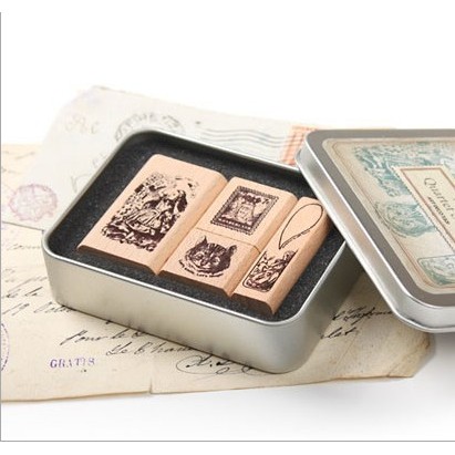 Bộ đóng dấu gỗ Alice & Dorothy trang trí album, sổ