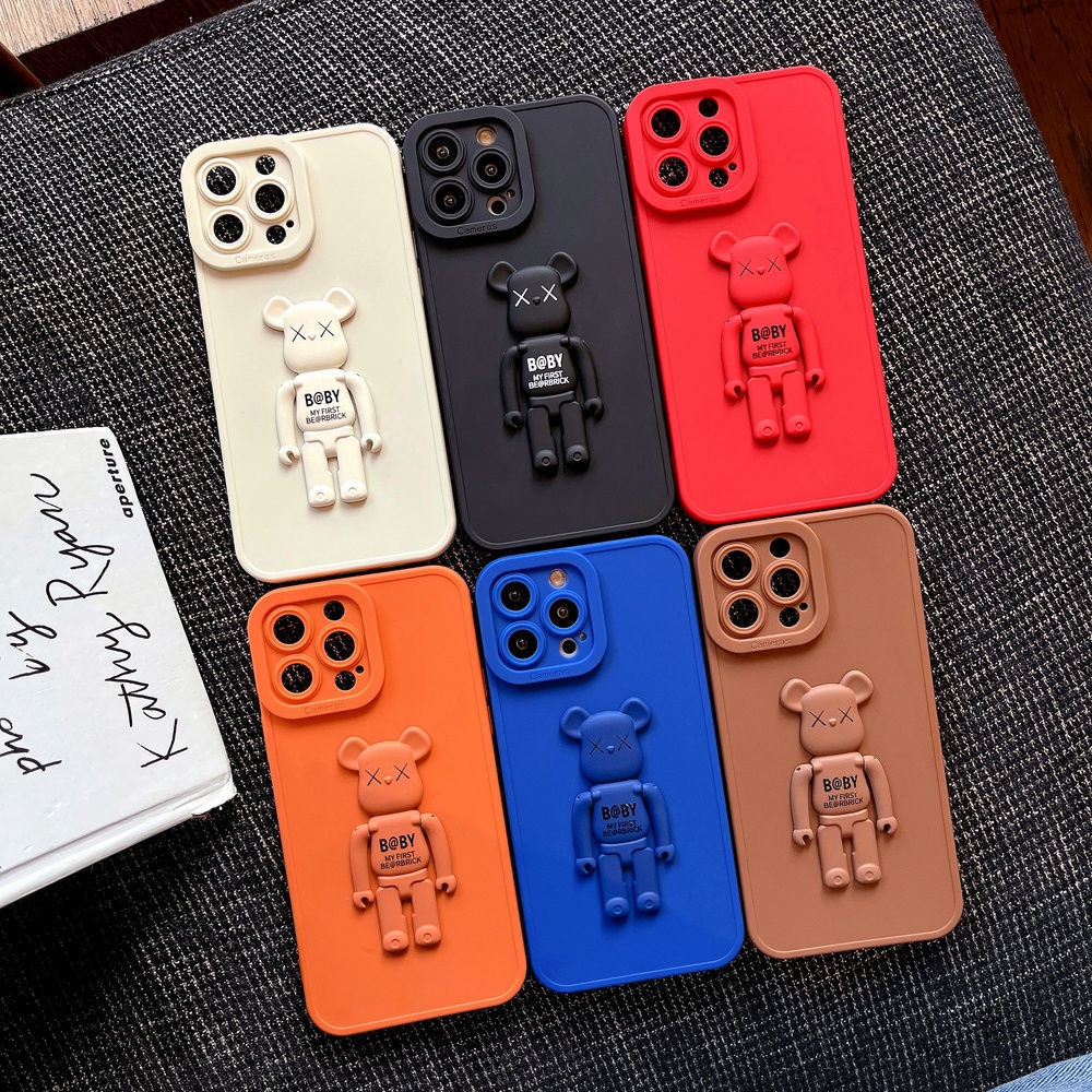 Ốp Điện Thoại Có Giá Đỡ Hình Gấu Cho IPhone 12 13 11 Pro Max X Xs Max Xr 7 8 Plus